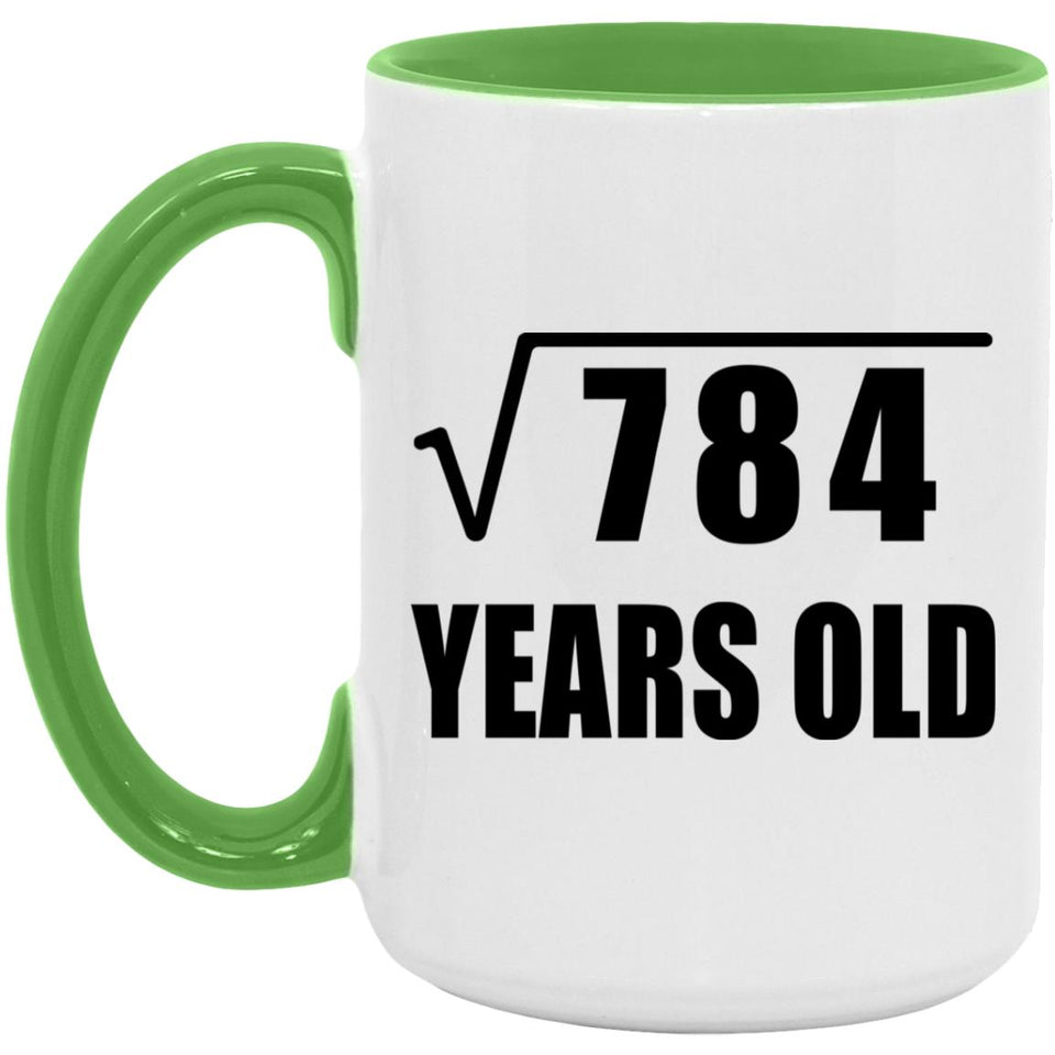 28th Birthday Square Root of 784 Years Old - 15oz Accent Mug Green