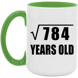 28th Birthday Square Root of 784 Years Old - 15oz Accent Mug Green