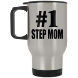Number One #1 Step Mom - Silver Travel Mug