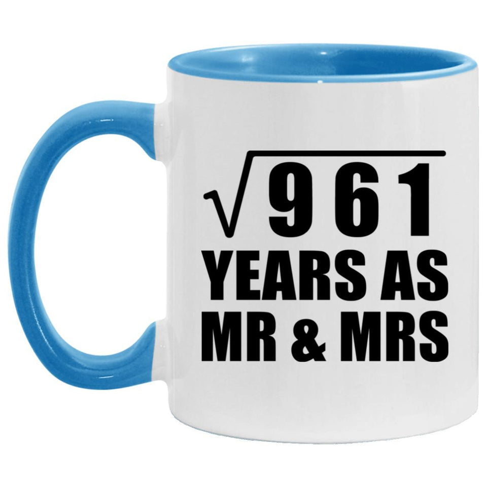 31st Anniversary Square Root of 961 Years As Mr & Mrs - 11oz Accent Mug Blue