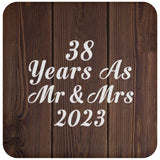 38th Anniversary 38 Years As Mr & Mrs 2023 - Drink Coaster D