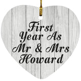First Year As Mr & Mrs Howard - Heart Ornament F