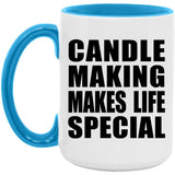 Candle Making Makes Life Special - 15oz Accent Mug Blue