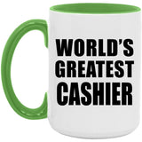 World's Greatest Cashier - 15oz Accent Mug Green