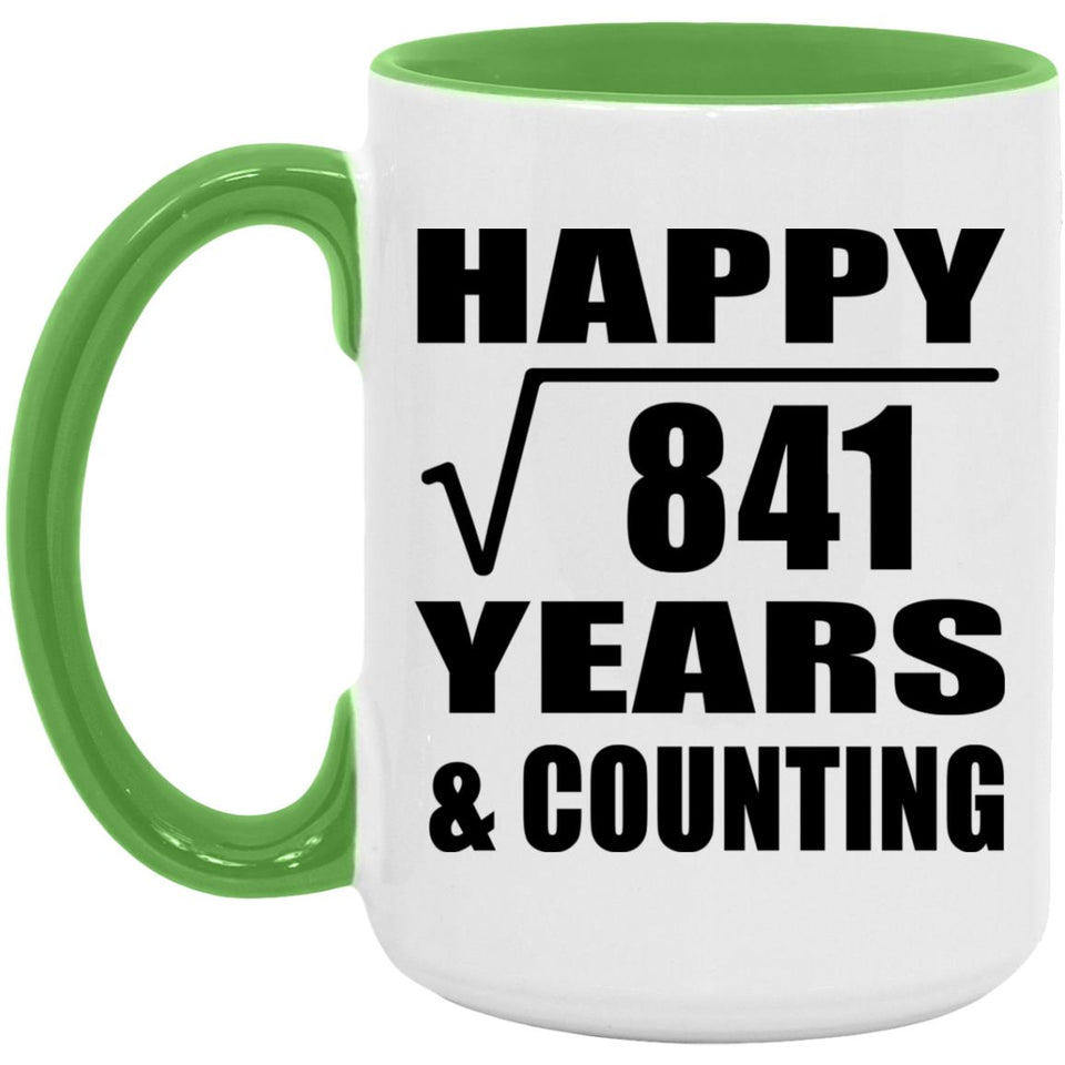 Happy 29th Anniversary Square Root of 841 Years & Counting - 15oz Accent Mug Green