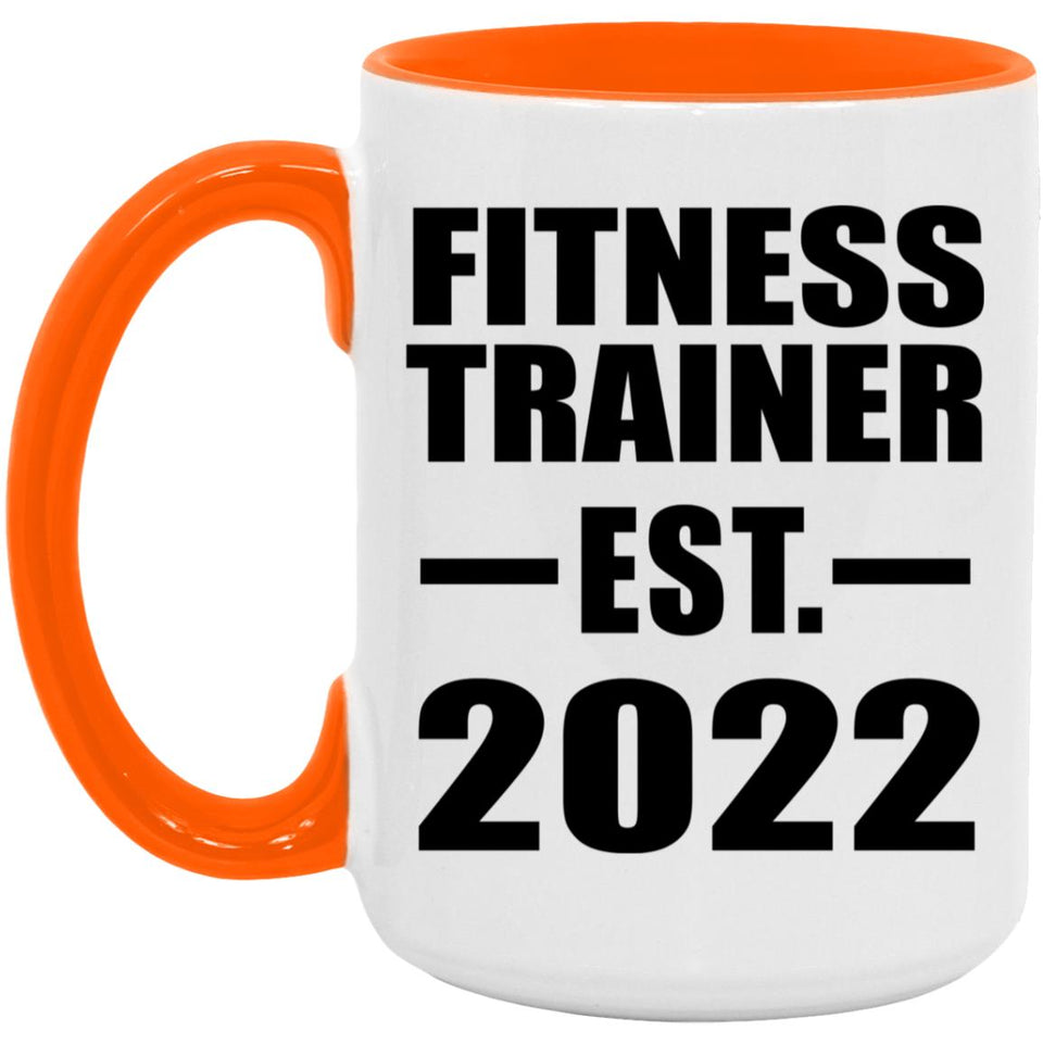 Fitness Trainer Established EST. 2022 - 15oz Accent Mug Orange