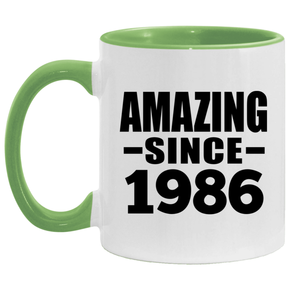 38th Birthday Amazing Since 1986 - 11oz Accent Mug Green