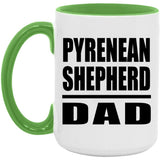 Pyrenean Shepherd Dad - 15oz Accent Mug Green