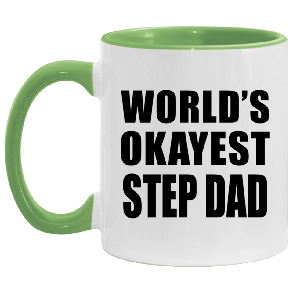 World's Okayest Step Dad - 11oz Accent Mug Green