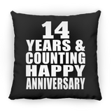 Happy 14th Anniversary 14 Years & Counting - Throw Pillow Black
