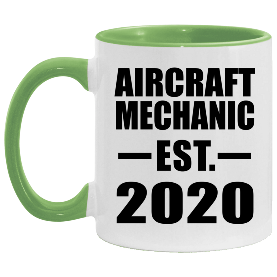 Aircraft Mechanic Established EST. 2020 - 11oz Accent Mug Green