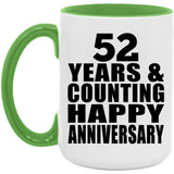 Happy 52nd Anniversary 52 Years & Counting - 15oz Accent Mug Green