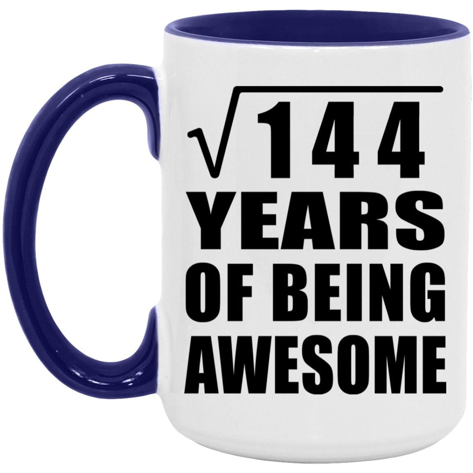 12th Birthday Square Root of 144 Years of Being Awesome - 15oz Accent Mug Purple