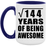 12th Birthday Square Root of 144 Years of Being Awesome - 15oz Accent Mug Purple