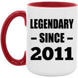 13th Birthday Legendary Since 2011 - 15oz Accent Mug Red