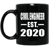 Civil Engineer Established EST. 2020 - 11oz Coffee Mug Black