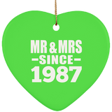 37th Anniversary Mr & Mrs Since 1987 - Heart Ornament