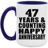 Happy 47th Anniversary 47 Years & Counting - 15oz Accent Mug Purple
