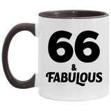 66th Birthday 66 & Fabulous - 11oz Accent Mug Black