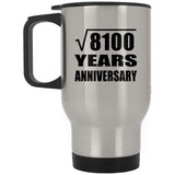 90th Anniversary Square Root of 8100 Years Anniversary - Silver Travel Mug