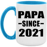 Papa Since 2021 - 15oz Accent Mug Blue