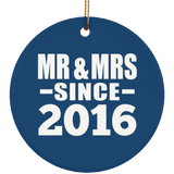 8th Anniversary Mr & Mrs Since 2016 - Circle Ornament