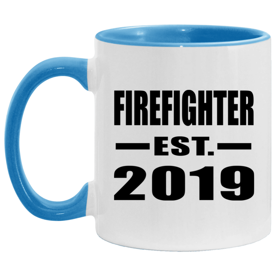 Firefighter Established EST. 2019 - 11oz Accent Mug Blue