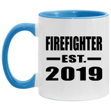 Firefighter Established EST. 2019 - 11oz Accent Mug Blue