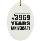63rd Anniversary Square Root of 3969 Years Anniversary - Oval Ornament