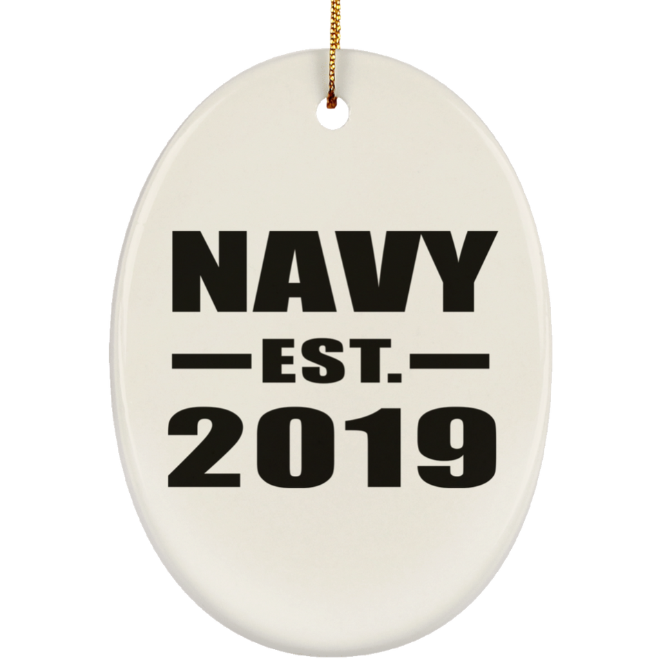 Navy Established EST. 2019 - Oval Ornament