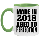 6th Birthday Made In 2018 Aged to Perfection - 11oz Accent Mug Green