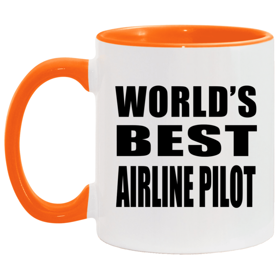 World's Best Airline Pilot - 11oz Accent Mug Orange