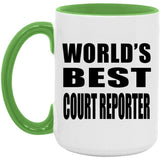 World's Best Court Reporter - 15oz Accent Mug Green