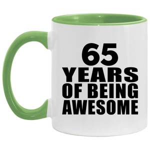 65th Birthday 65 Years Of Being Awesome - 11oz Accent Mug Green