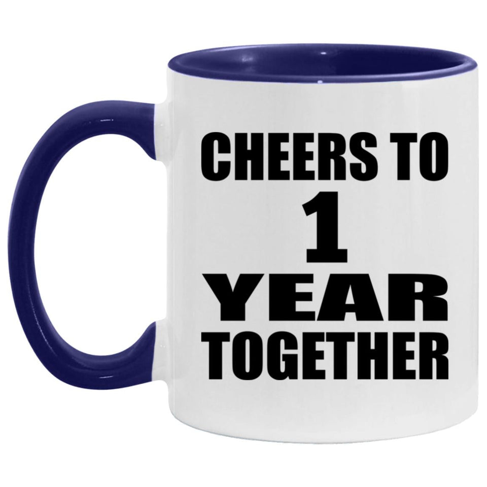 1st Anniversary Cheers To 1 Year Together - 11oz Accent Mug Purple