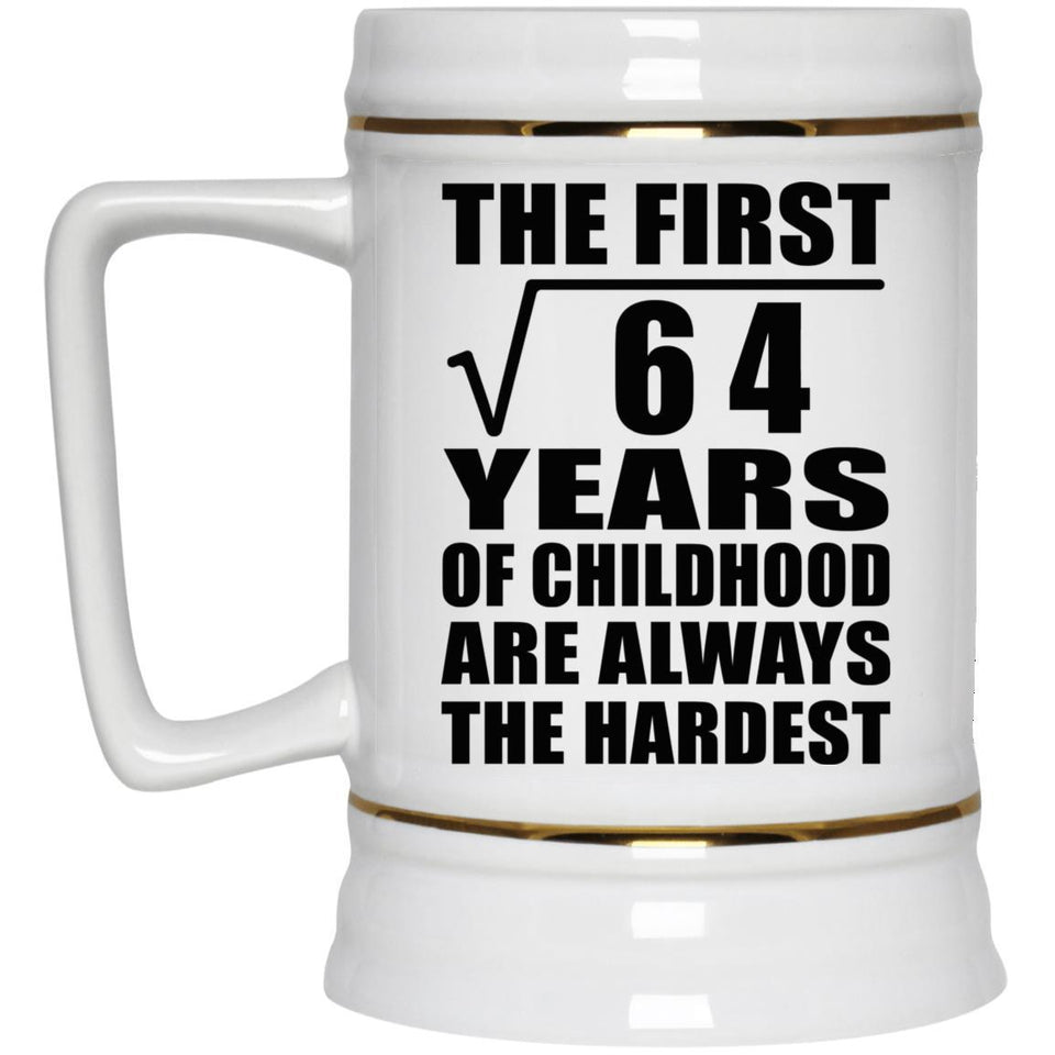 8th Birthday Square Root of 64 Years of Childhood - Beer Stein