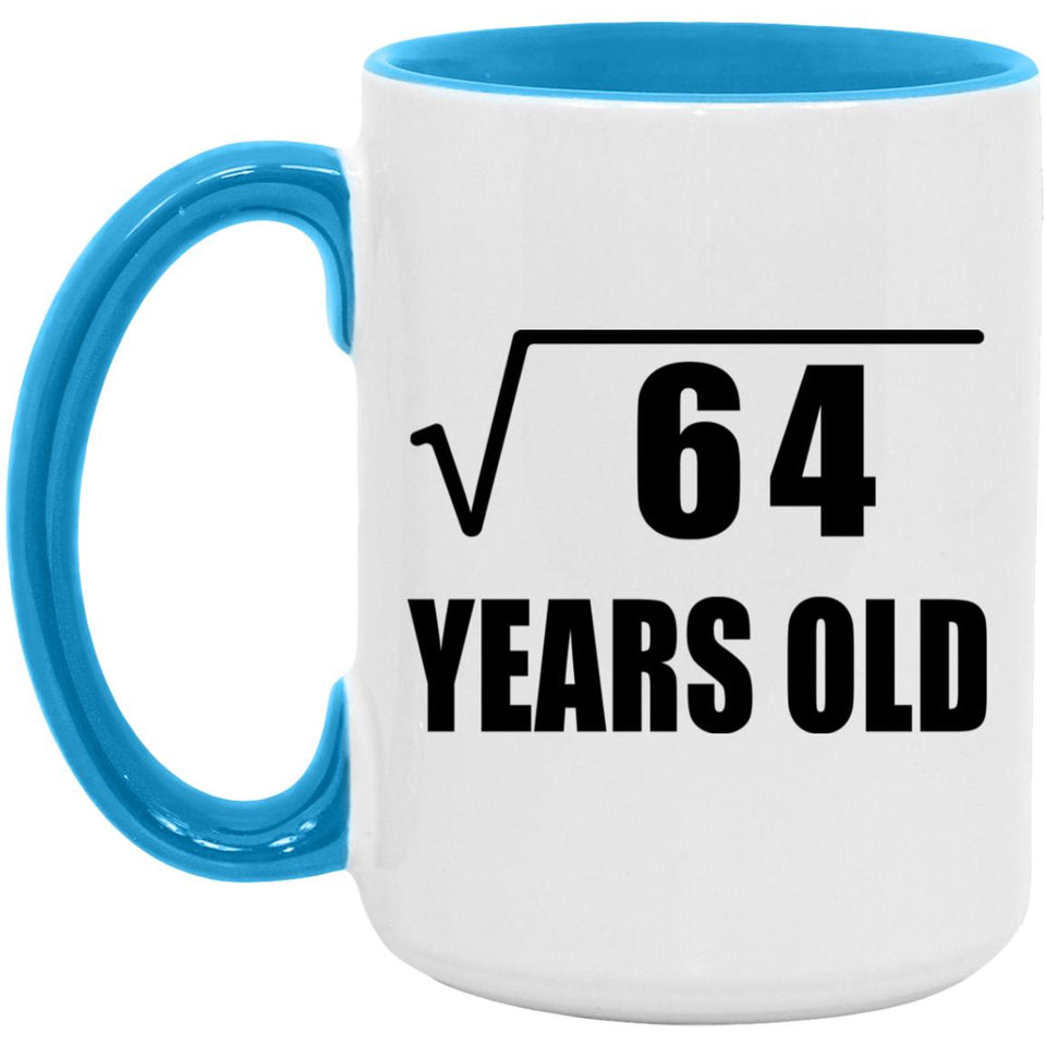 8th Birthday Square Root of 64 Years Old - 15oz Accent Mug Blue
