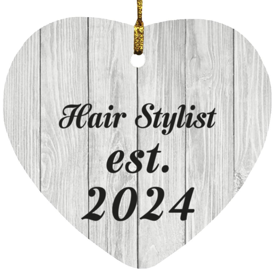 Hair Stylist Established Est. 2024 - Heart Ornament F