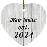 Hair Stylist Established Est. 2024 - Heart Ornament F