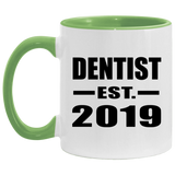 Dentist Established EST. 2019 - 11oz Accent Mug Green