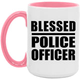 Blessed Police Officer - 15oz Accent Mug Pink