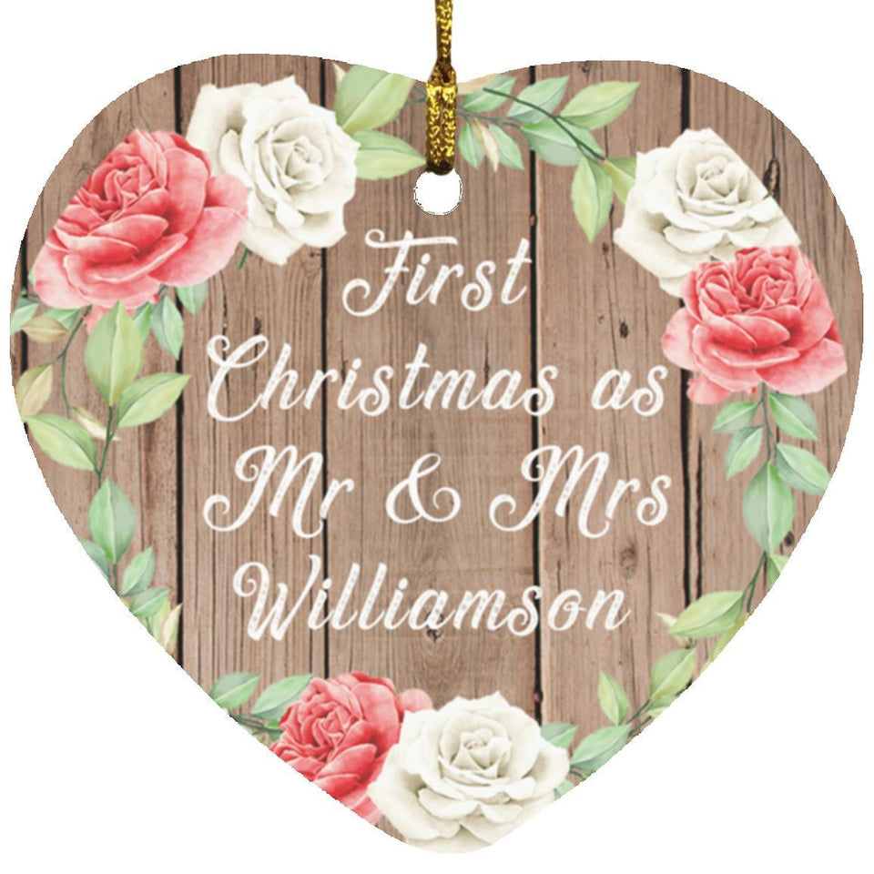 First Christmas As Mr & Mrs Williamson - Heart Ornament B