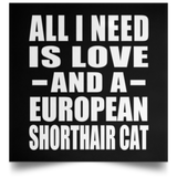 All I Need Is Love And A European Shorthair Cat - Poster Square