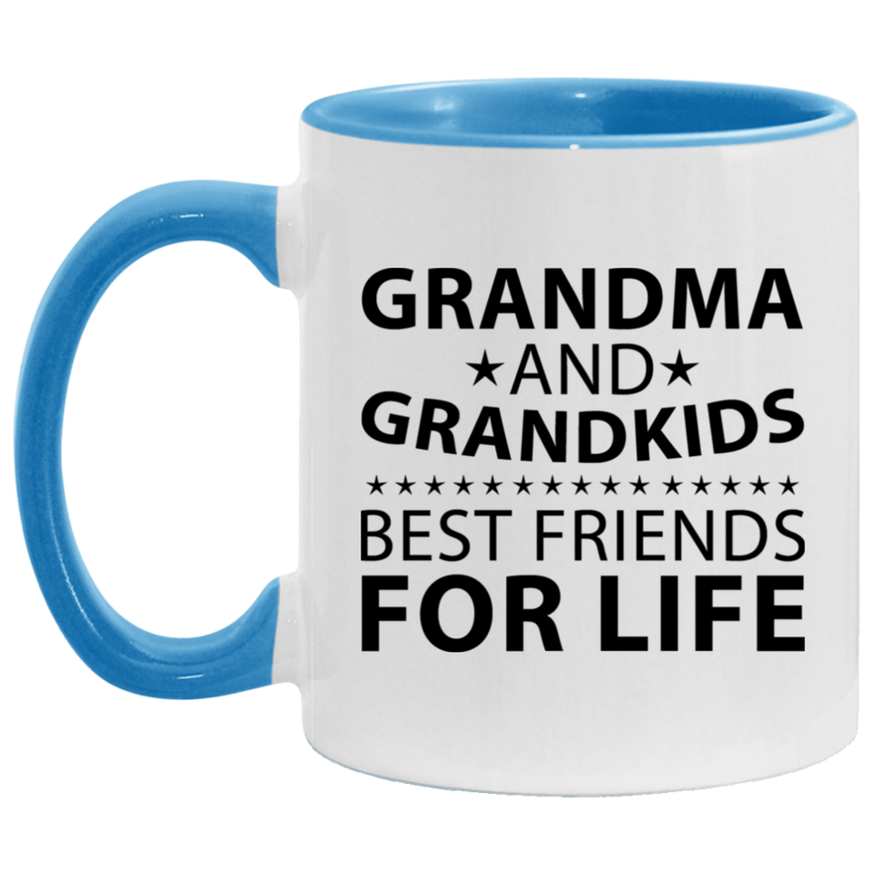 Grandma and Grandkids, Best Friends For Life - 11oz Accent Mug Blue