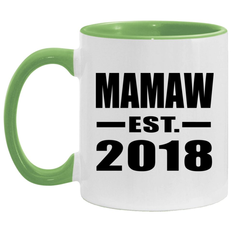 Mamaw Established EST. 2018 - 11oz Accent Mug Green