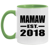 Mamaw Established EST. 2018 - 11oz Accent Mug Green