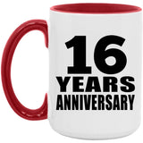 16th Anniversary 16 Years - 15oz Accent Mug Red