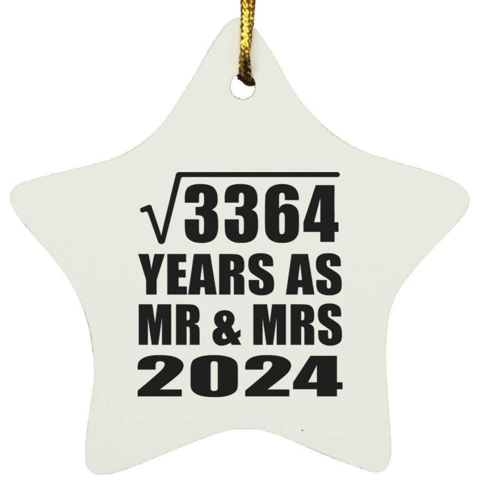 58th Anniversary Square Root of 3364 Years As Mr & Mrs 2024 - Star Ornament