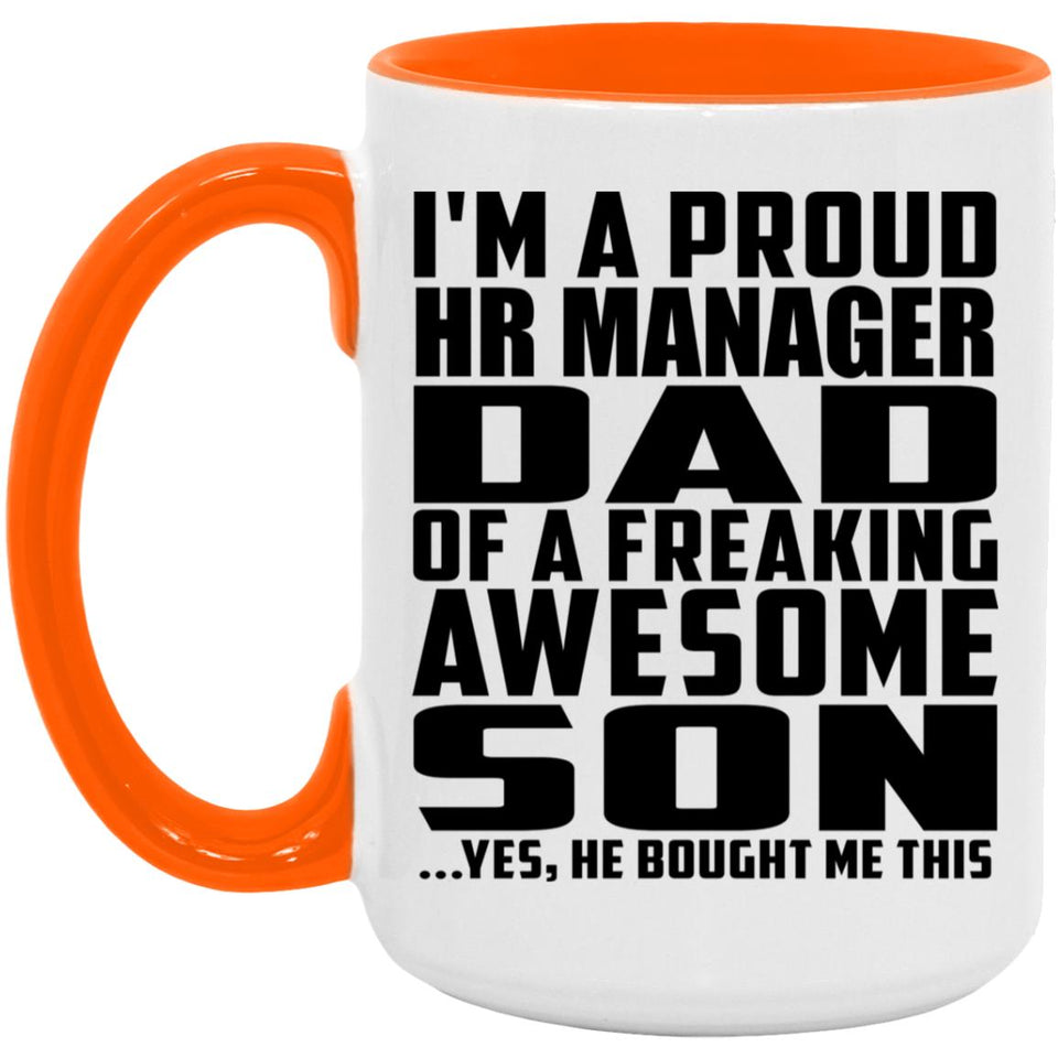 Proud HR Manager Dad Of Awesome Son - 15oz Accent Mug Orange