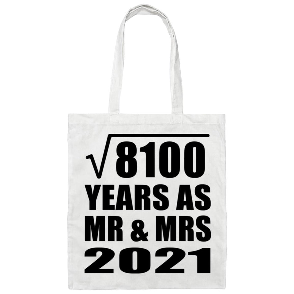90th Anniversary Square Root of 8100 Years As Mr & Mrs 2021 - Tote Bag White
